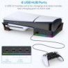 Auarte 2023 Support horizontal RGB pour accessoires de console PS5 Slim avec 14 modes d'éclairage et 4 concentrateurs USB, suppo