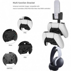 Support mural pour contrôleur et casque Mcbazel avec jeu de vis et tournevis pour PS5/PS4/Xbox Series X&S/Xbon One/NS Switch Pro