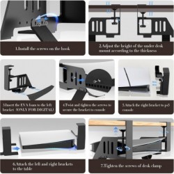 Support de bureau sans perçage pour PS5/PS5 Slim, support de bureau en métal pour PS5/PS5 Slim Digital & Disc avec support de se