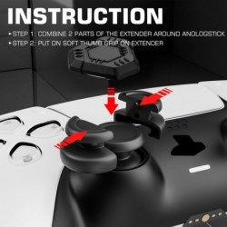 Lot de 2 rallonges de joystick anti-chute et housse de protection en silicone pour manette PS5 et PS4 (UFO Black)