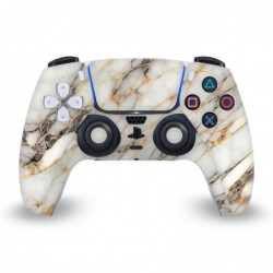 Autocollant en vinyle à motif marbre blanc, doré et gris Head Case Designs pour console Sony PlayStation 5 PS5 Slim Digital Edit