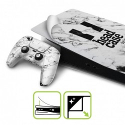 Autocollant en vinyle à motif marbre blanc, doré et gris Head Case Designs pour console Sony PlayStation 5 PS5 Slim Digital Edit