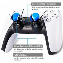 Rallonge de joystick FPS x 2 et housse de poignée en caoutchouc et silicone d'impression x 4 pour manette PS5 Dualsenese et PS4 