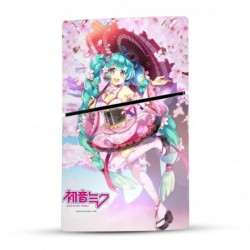 Autocollant en vinyle sous licence officielle Hatsune Miku Sakura Graphics pour console Sony PlayStation 5 PS5 Slim Digital Edit