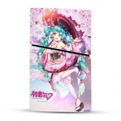 Autocollant en vinyle sous licence officielle Hatsune Miku Sakura Graphics pour console Sony PlayStation 5 PS5 Slim Digital Edit