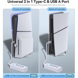 Hub USB pour PS5, répartiteur USB 3.0 à 4 ports, hub de chargement USB haute vitesse pour console PS5 Slim, extension de port US