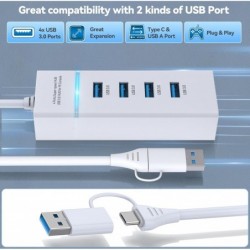 Hub USB pour PS5, répartiteur USB 3.0 à 4 ports, hub de chargement USB haute vitesse pour console PS5 Slim, extension de port US