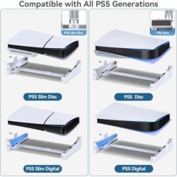 Support PS5 horizontal pour PS5 Slim/PS5 Disc & Digital Console, conception évolutive pour support horizontal PS5 Slim avec vis 