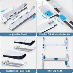 Support PS5 horizontal pour PS5 Slim/PS5 Disc & Digital Console, conception évolutive pour support horizontal PS5 Slim avec vis 