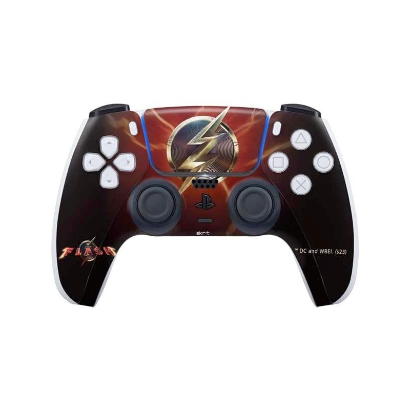 Skinit Decal Gaming Skin Compatible avec le contrôleur PS5 - Affiche de conception de logo du film The Flash DC Comics sous lice