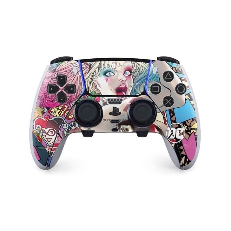 Skinit Gaming Decal Skin compatible avec le contrôleur PS5 DualSense Edge Pro - Design Harley Quinn coloré sous licence officiel