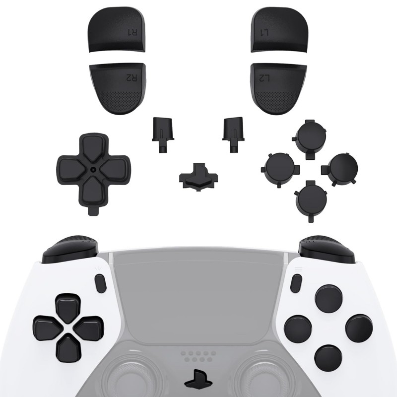 Boutons de remplacement eXtremeRate compatibles avec le contrôleur ps5 Edge, options de partage du pavé directionnel noir Bouton