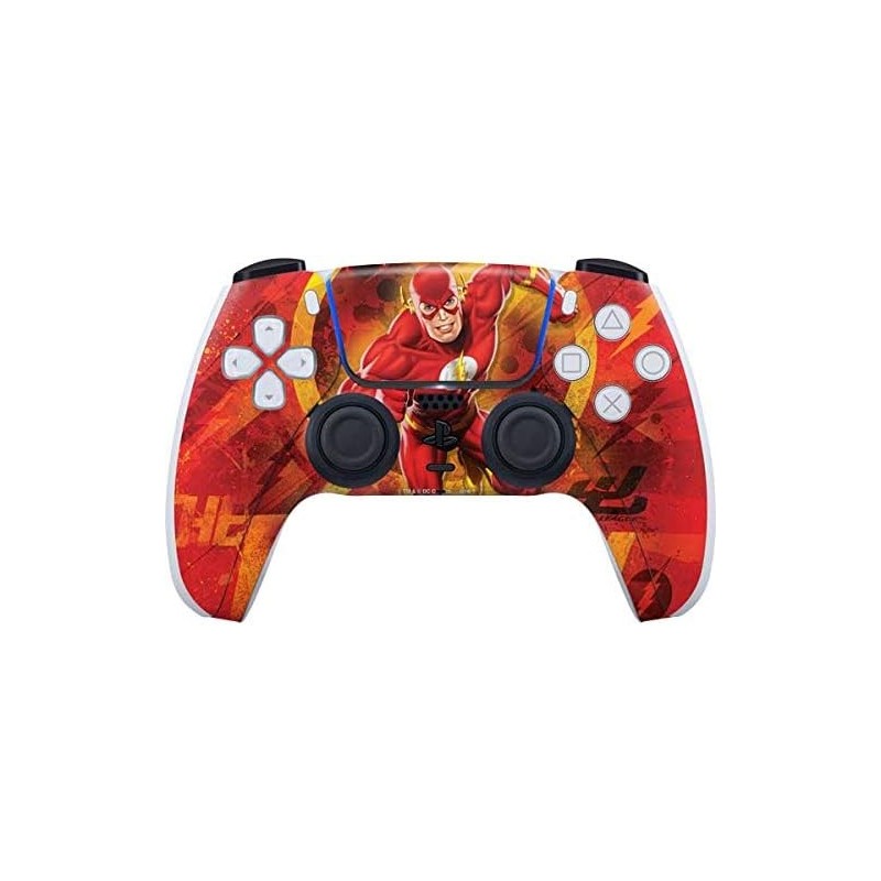 Skinit Decal Gaming Skin Compatible avec le contrôleur PS5 - Design de pose d'action Flash DC Comics sous licence officielle